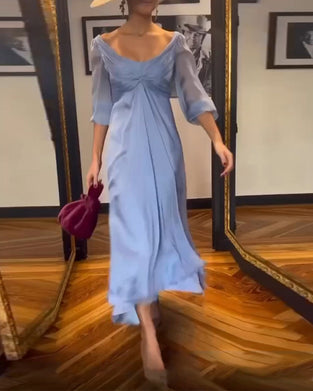 Solid color low cut waist dress