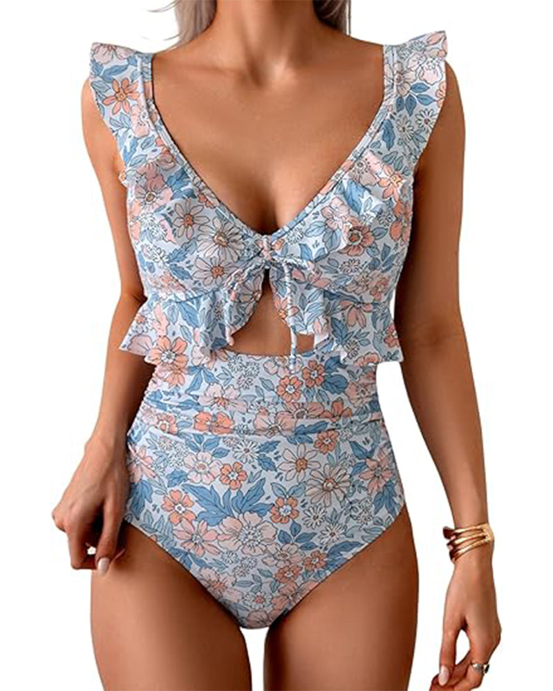 Ruffle Pleated One-Piece