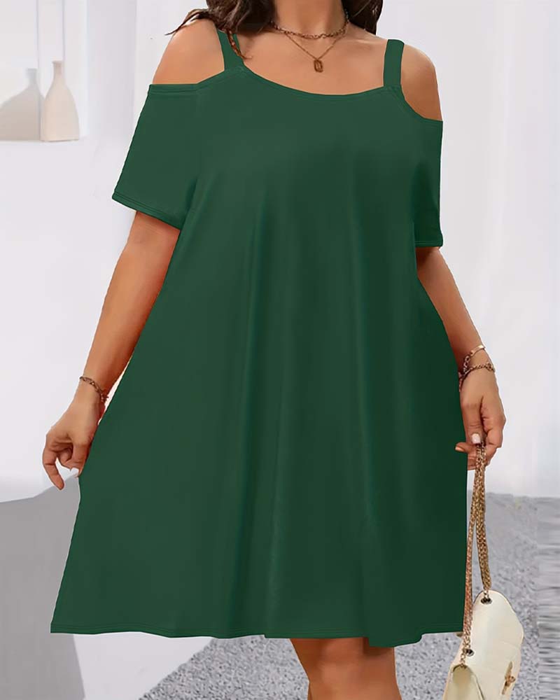 Solid Color Off-Shoulder A-Line Dress