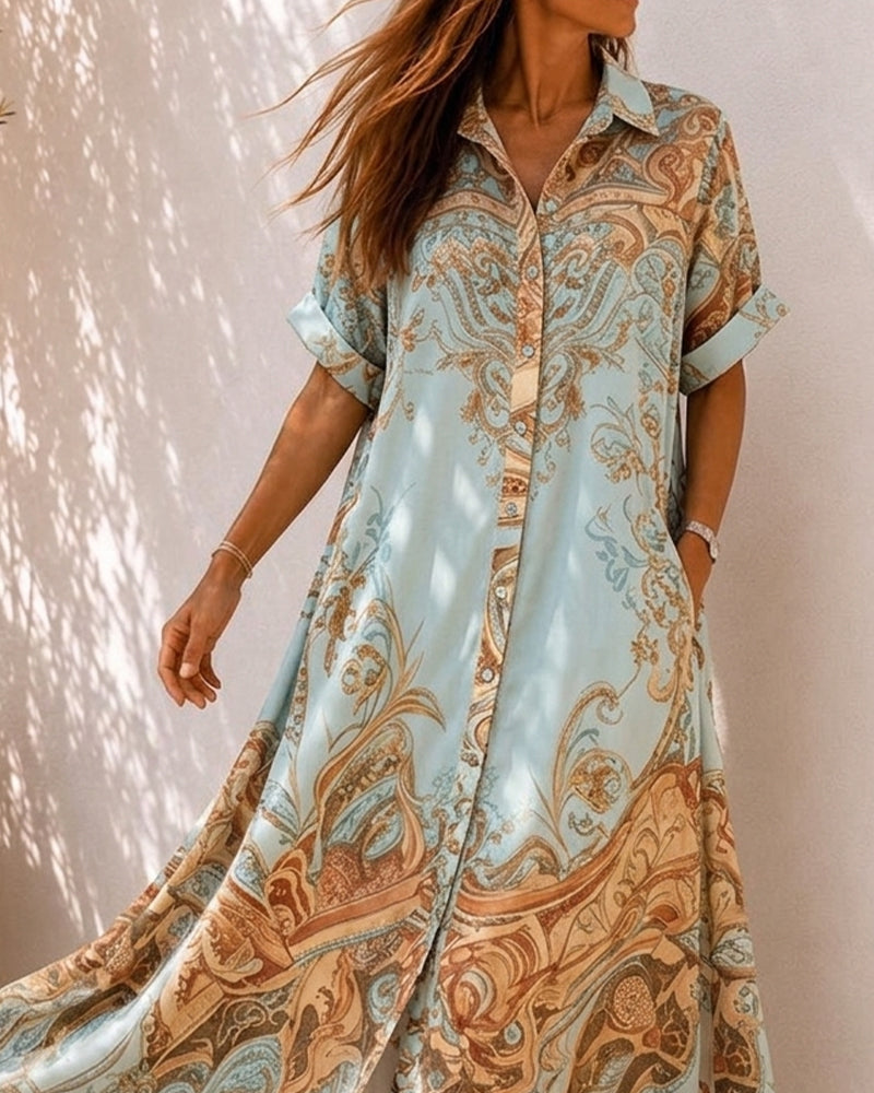 Shirt Collar Button Loose Dress