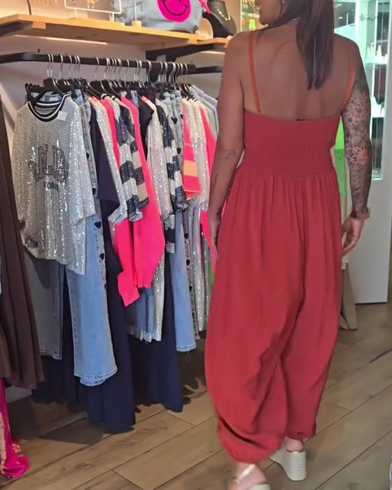 Bandeau Spaghetti Strap Wide Leg Jumpsuit