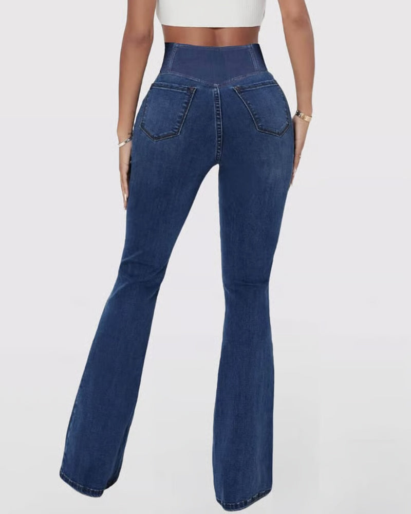 High Stretch Fashion Pocket Flare Pants