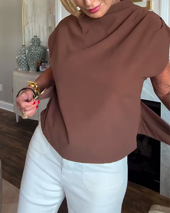 Temperament Waist Solid Color Blouse
