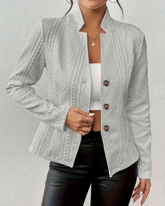 Solid Color Buttoned Blazer Coat