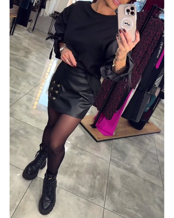 Solid color elegant pullover sweatshirt