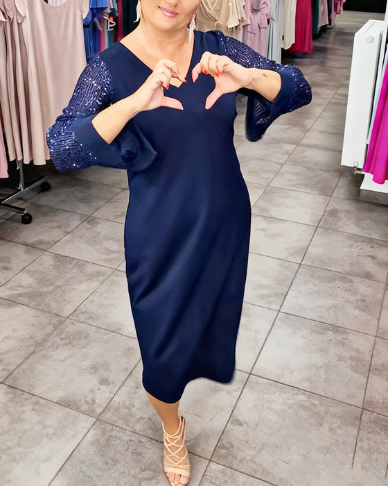 V-Neck Loose-Fitting Elegant Dress