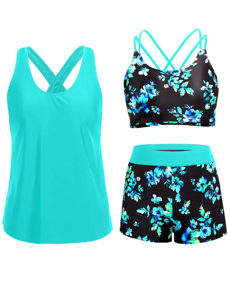 Vacation Print Sleeveless Tankini