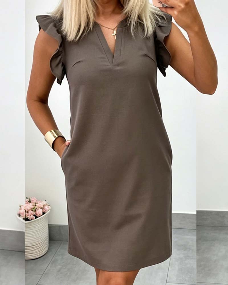 Flutter Sleeve Straight Dress