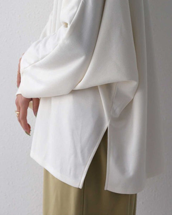 Loose v-neck solid color top