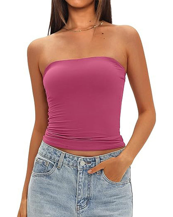 Strapless Cropped Fitted Tank Top