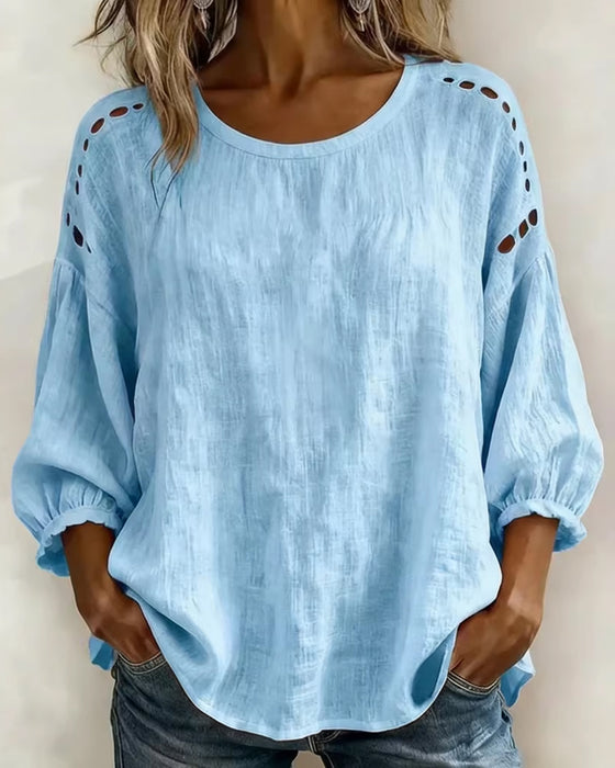Hollow 100% Cotton  Blouse