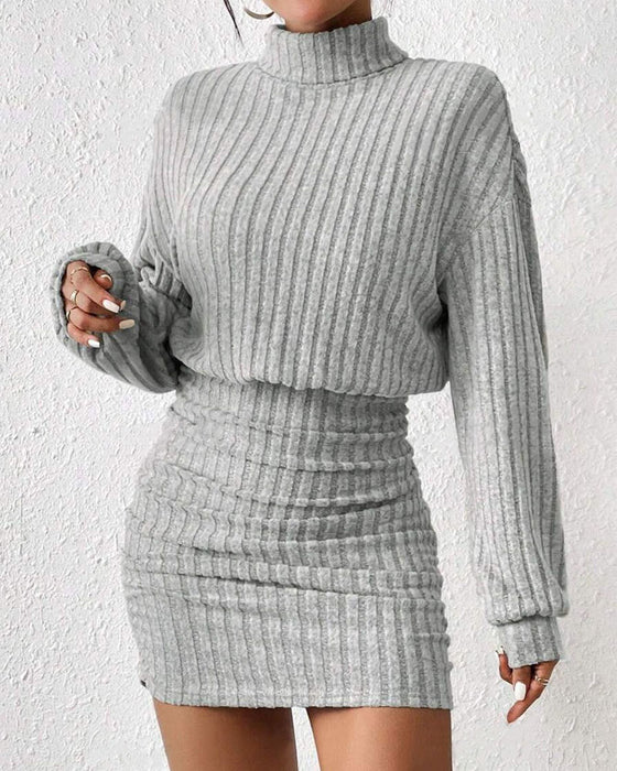 Ribbed Turtleneck Bodycon Dress