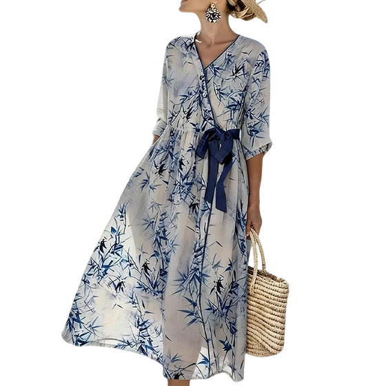 Printed Tie Loose Dress