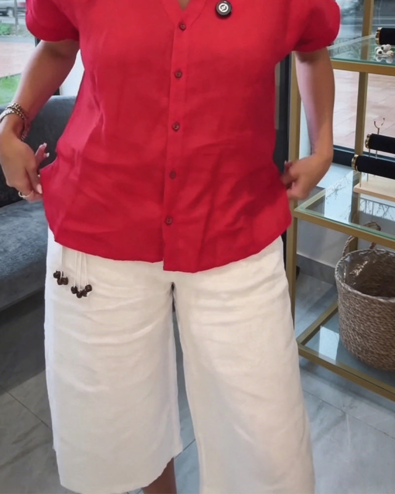 High Waist Loose Fit Tie Waist Wide Leg Pant