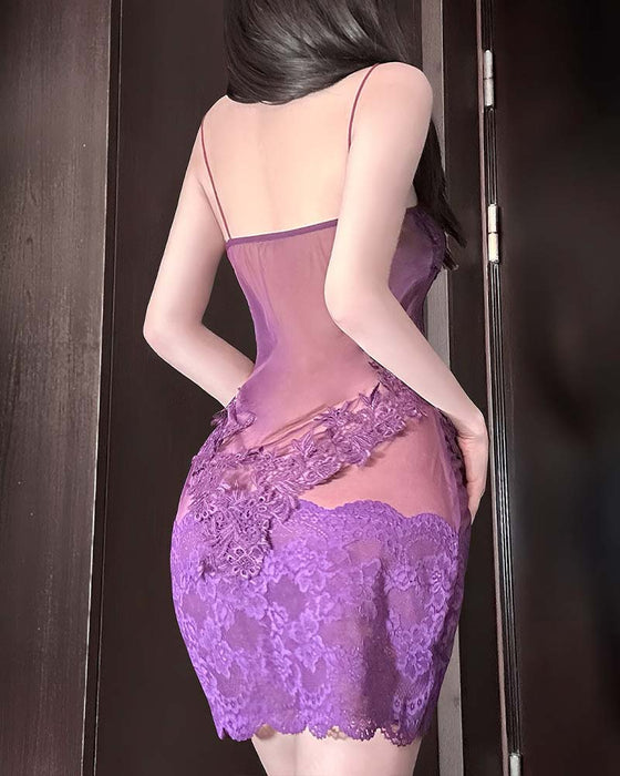 Solid Color Lace Sexy Nightgown