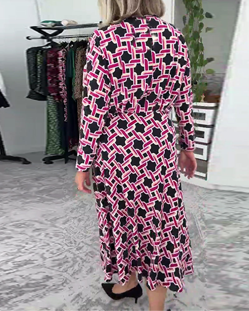 Stylish Houndstooth Elegant Dress