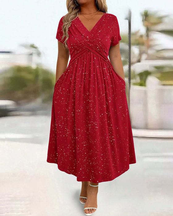 Knot V-Neck A-Line Dress
