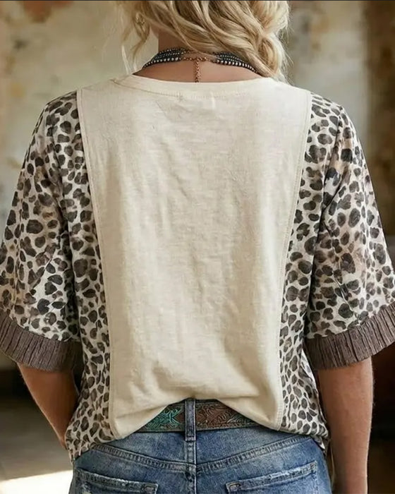 Leopard Patchwork Lace T-Shirt