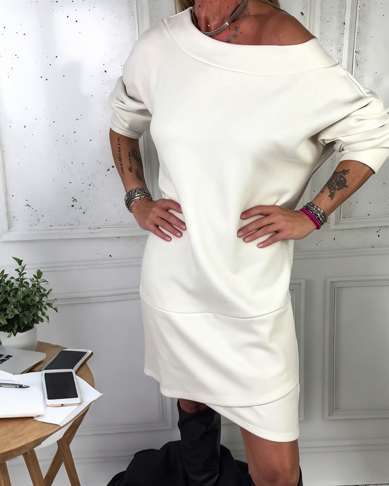 Irregular Hem Long-Sleeved Dress