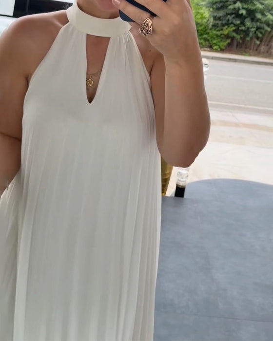 Halter Shirred Elegant Dress