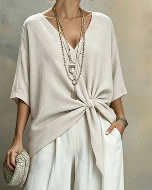 V-Neck Batwing Sleeve Blouse
