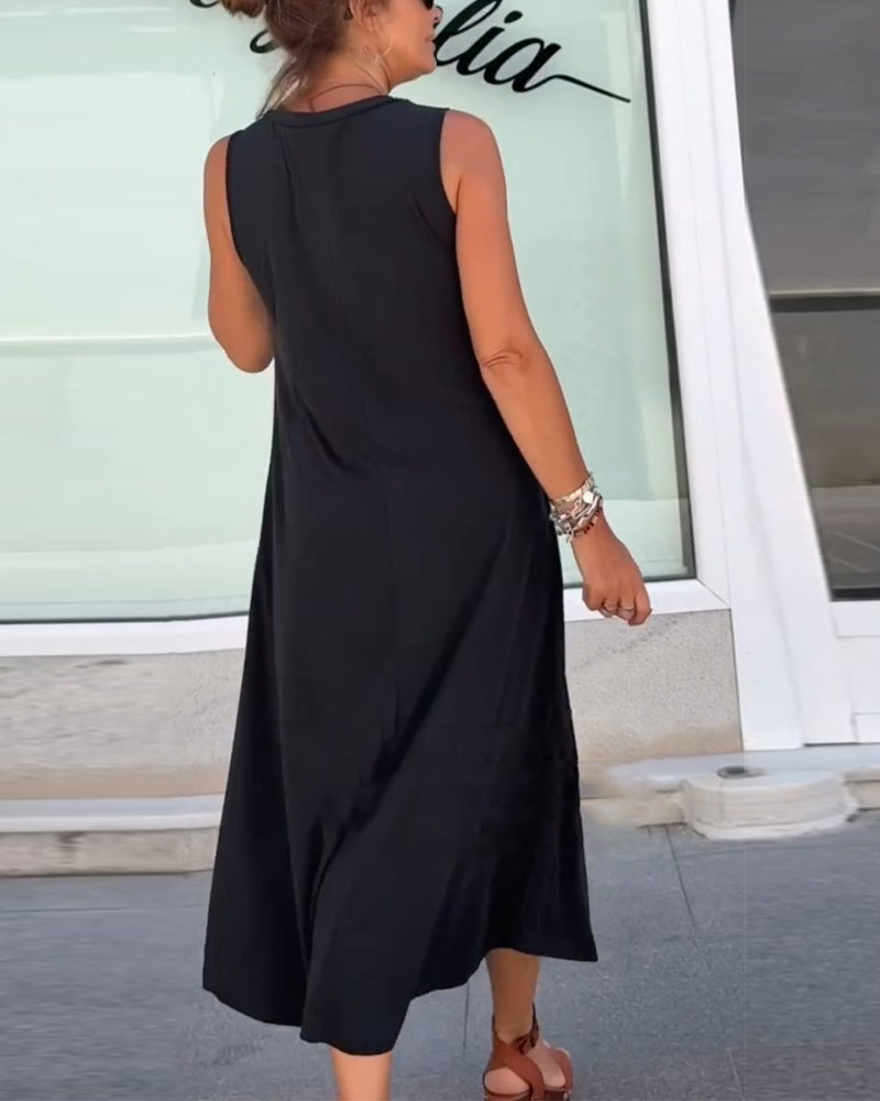 Solid Color Sleeveless Dress
