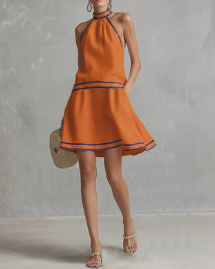 Halter Neck Contrast Dress