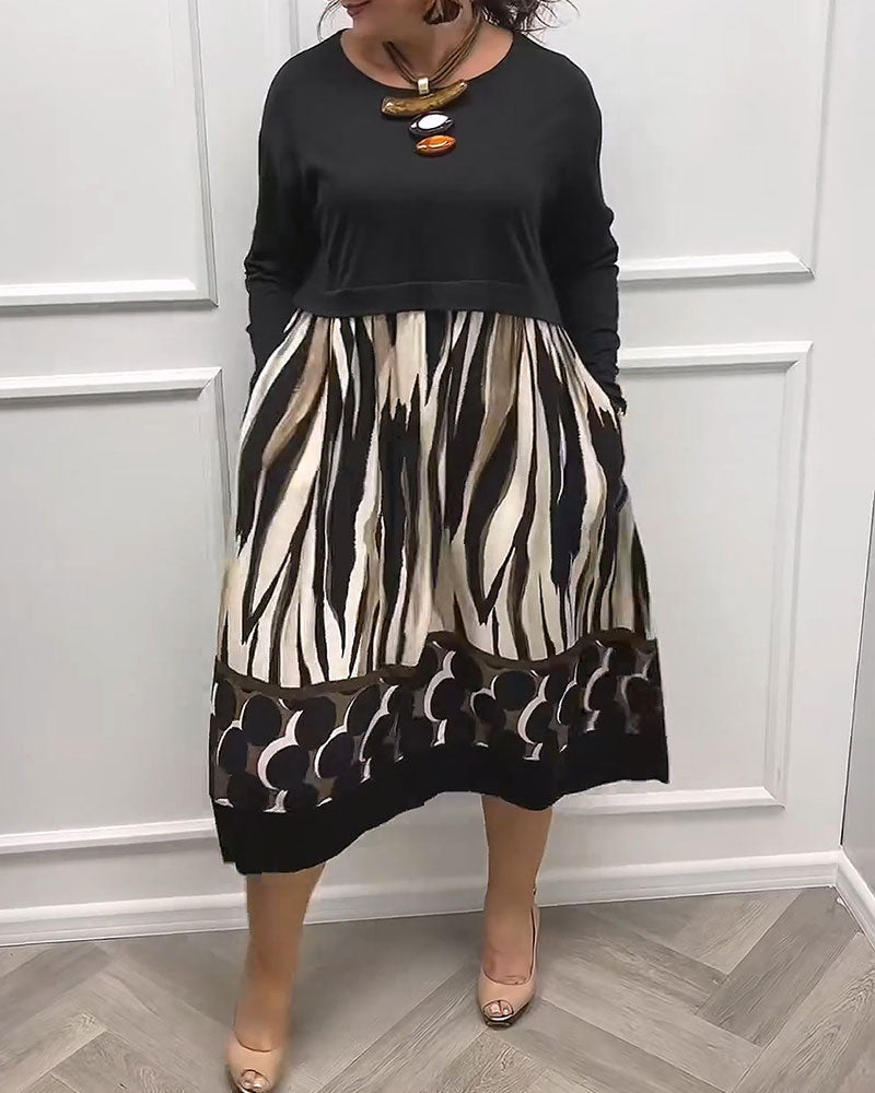 Geometric Abstract Print Patchwork Dress