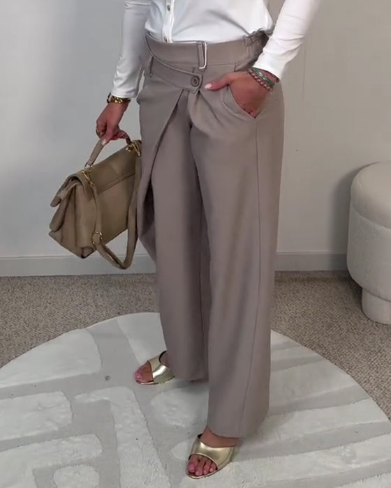 Casual Solid Color Irregular Pants