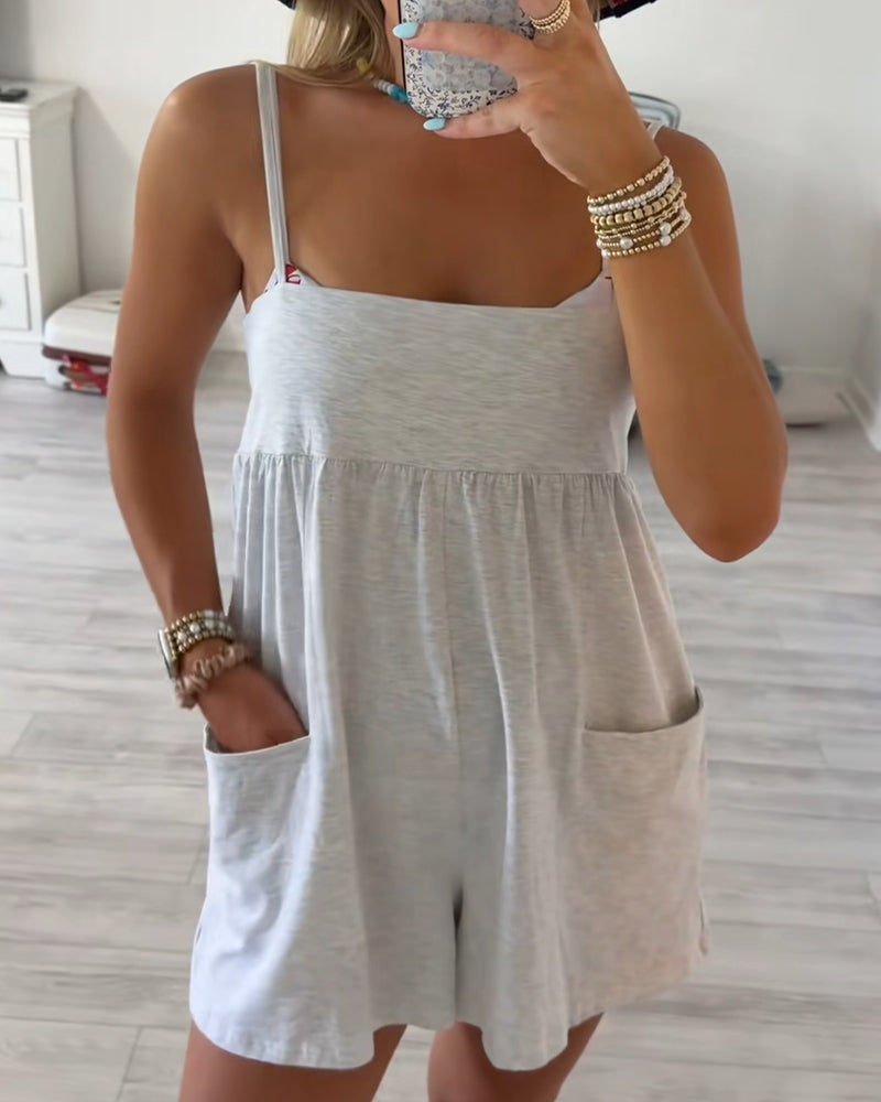 Strappy Double Pocket Swimsuit Coverup Romper