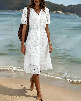 Cut-Out V-Neck Shirt Dresses