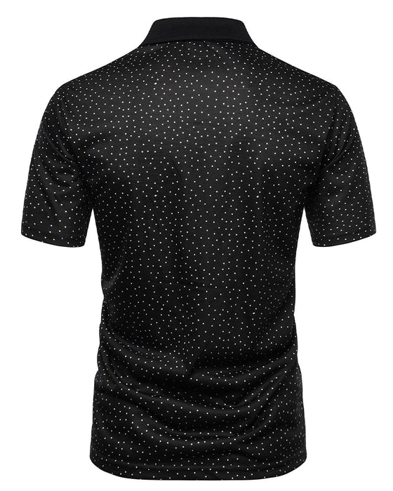 Casual Polo-Collar T-Shirt With Small Polka Dots