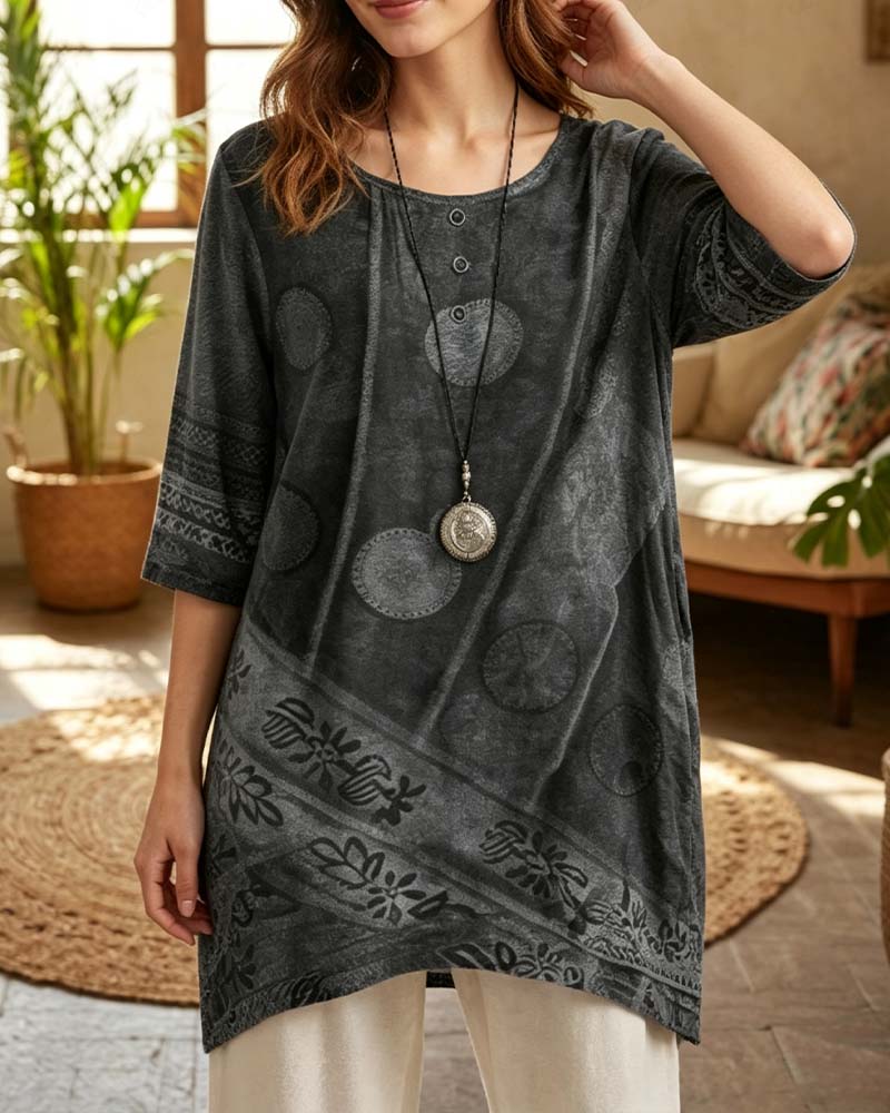 Round Neck Irregular T-Shirt