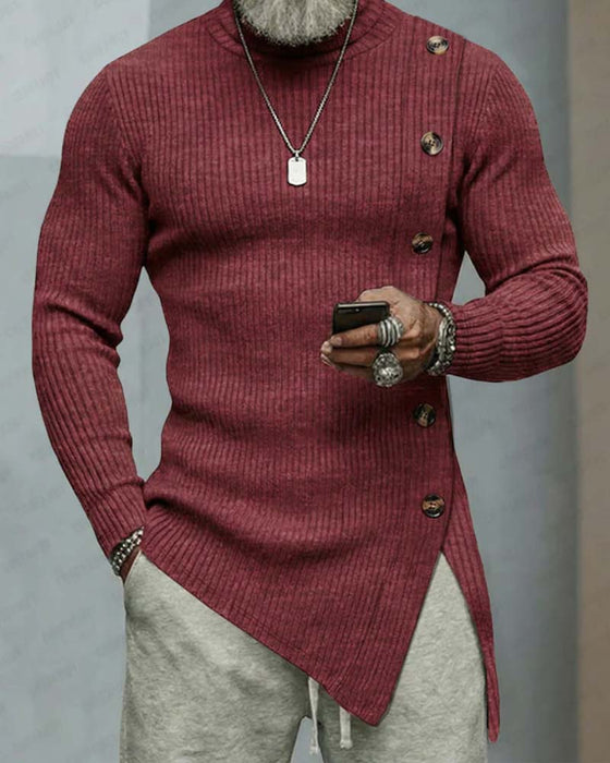 Men's Solid Color Long Sleeve Top