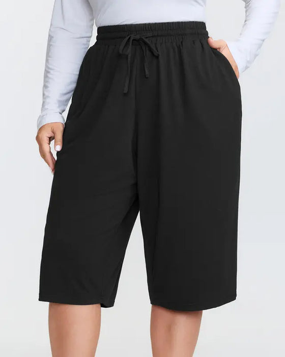 Solid Color Drawstring Shorts