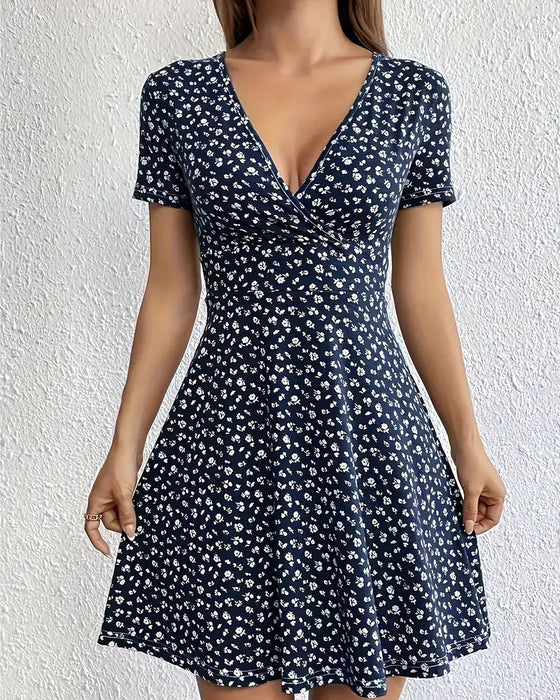 Floral V-Neck Casual Dress