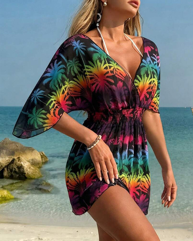 Rainbow Print Beach Cover-up