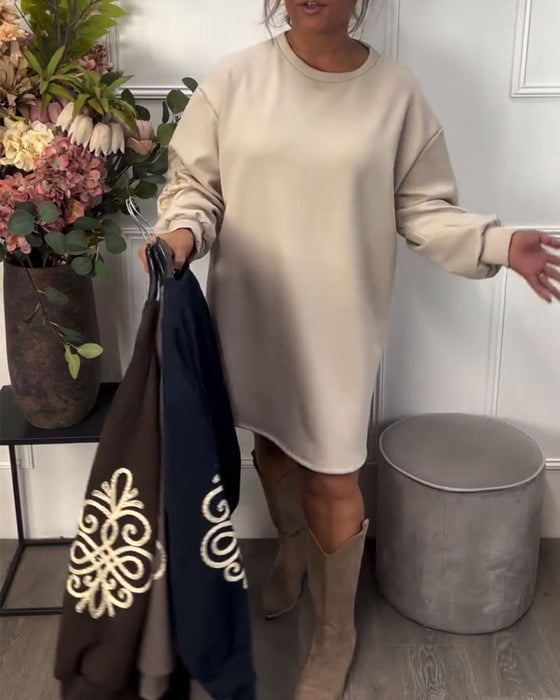 Round-Neck Loose-Fitting Dress