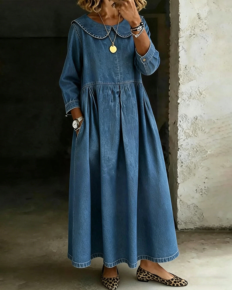 Long Sleeve Lapel Maxi Dress