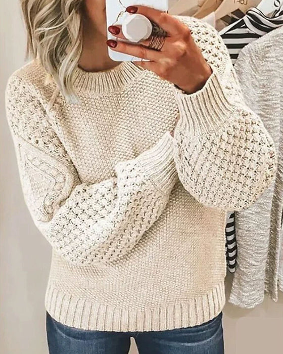 Versatile Solid Color Knit Pullover