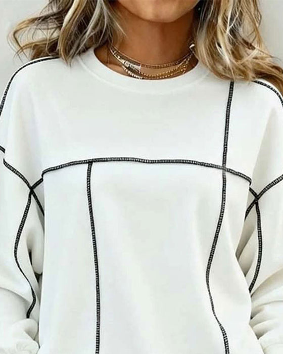 Crewneck Oversized Color-Block Sweatshirt