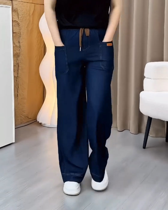 Loose-Fitting High-Waisted Slimming Wide-Leg Pants
