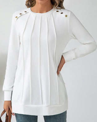 Buttoned Round Neck Sweatshirt