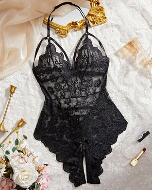 Crotchless Lace One Piece Lingerie