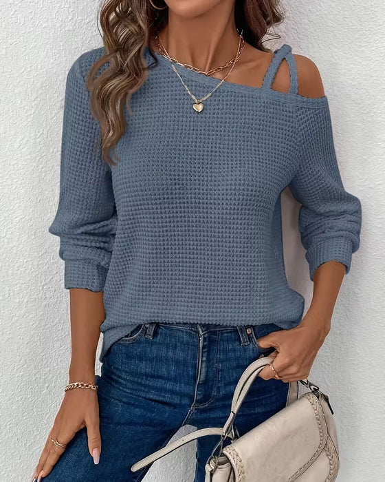 Off-Shoulder Long-Sleeved Casual Top