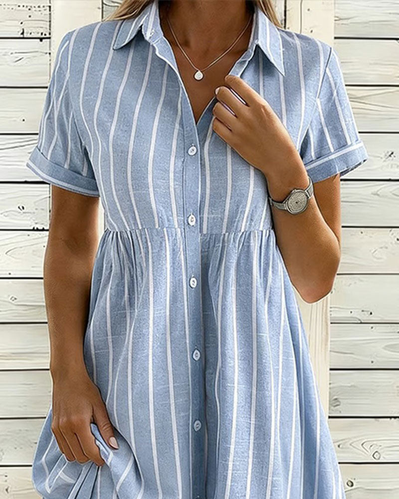 Striped Fitted Button-Down Dress