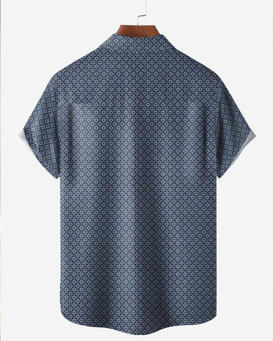 Lapel All-Over Print Small Geometric Shirt