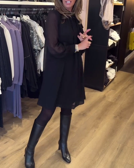 Solid color fashionable long sleeve dress
