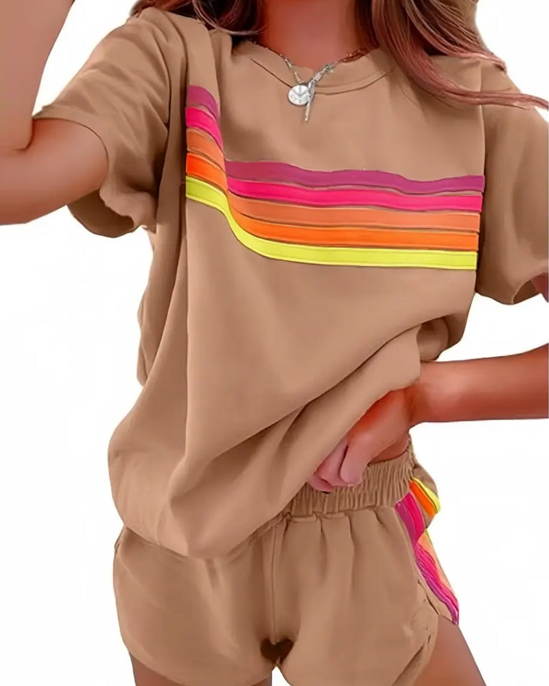 Casual Striped Two-Piece Set