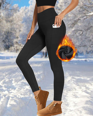 Women's High Waisted Fleece Lined Leggings with Pockets